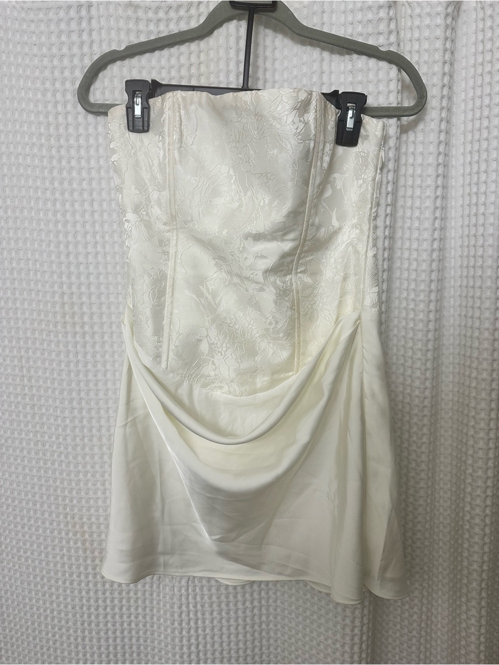 Revolve Strapless White Mini Dress with Draped Skirt - Picture 2 of 3